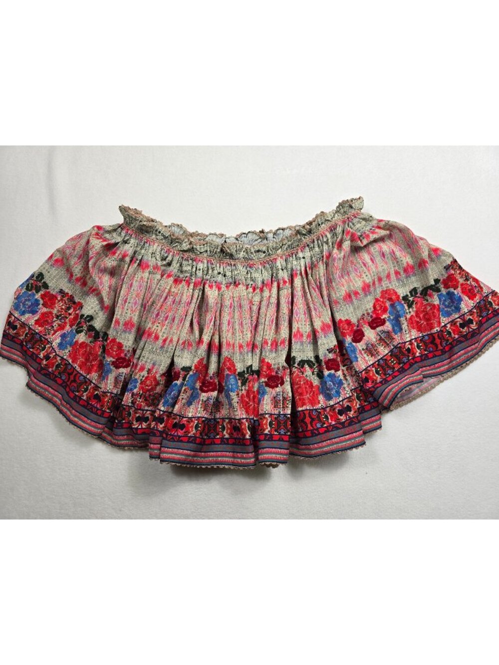 Anthropologie Bhanuni By Bhanu Floral Print Mini Skirt Womens S Pink & Red